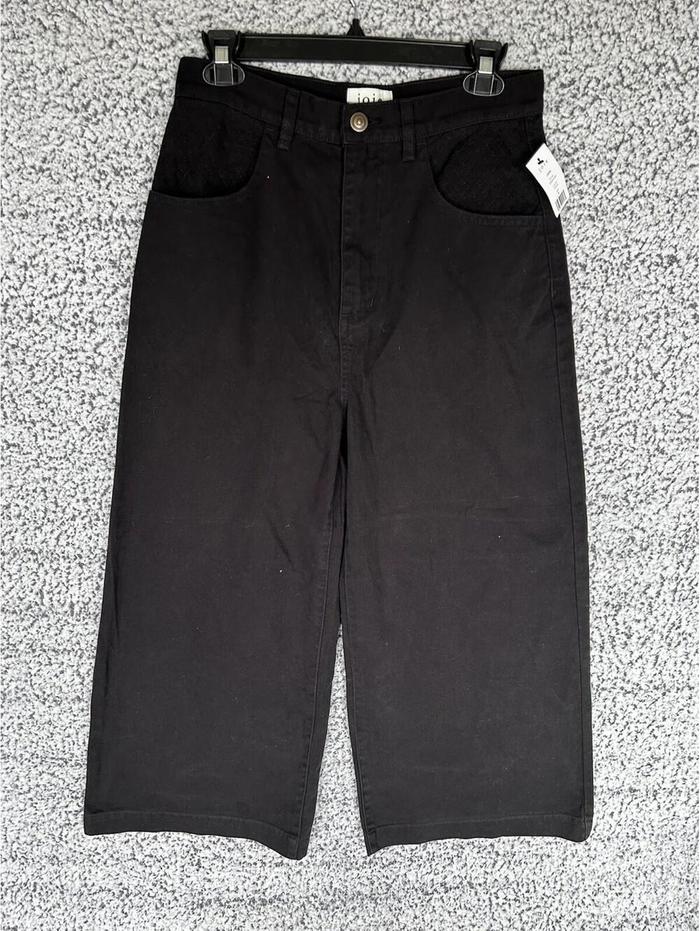 Joie Lierre Wide Leg Crop Pants Womens 8 Black Caviar NWT